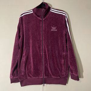 Adidas Originals Velour Beckenbauer Track Jacket Mens Maroon Rare SZ MEDIUM